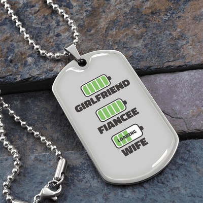 To My Girlfriend Wife Girlfriend Charger Necklace Stainless Steel or 18k Gold Dog Tag 24" Chain - Luxury Love Messages Dog Tag Gifts For Man, Woman