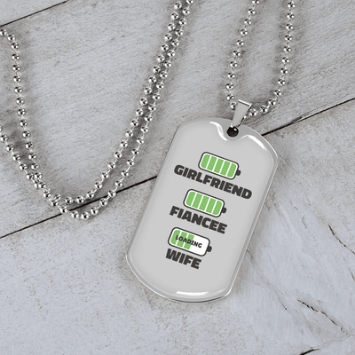 To My Girlfriend Wife Girlfriend Charger Necklace Stainless Steel or 18k Gold Dog Tag 24" Chain - Luxury Love Messages Dog Tag Gifts For Man, Woman