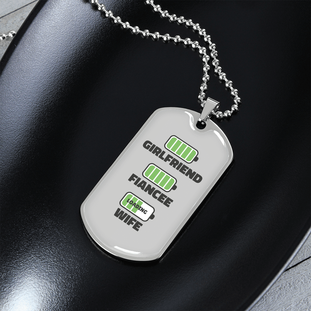 To My Girlfriend Wife Girlfriend Charger Necklace Stainless Steel or 18k Gold Dog Tag 24" Chain - Luxury Love Messages Dog Tag Gifts For Man, Woman