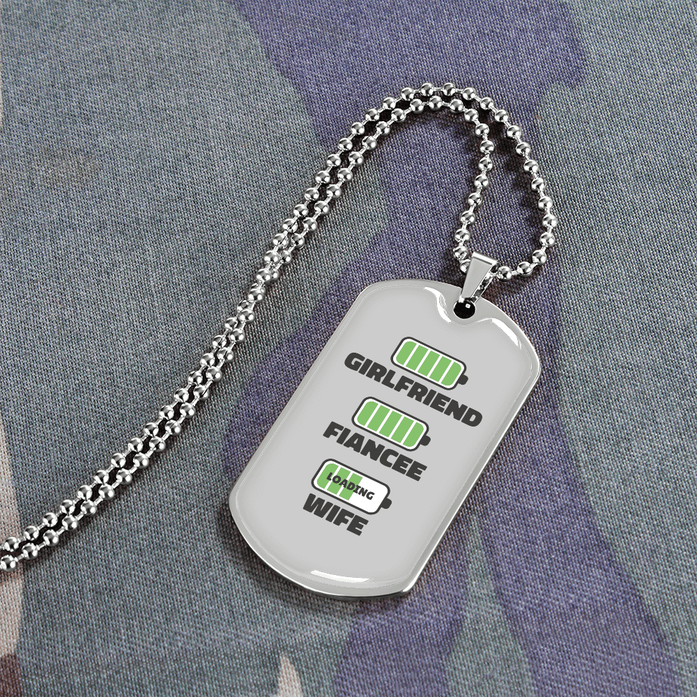 To My Girlfriend Wife Girlfriend Charger Necklace Stainless Steel or 18k Gold Dog Tag 24" Chain - Luxury Love Messages Dog Tag Gifts For Man, Woman