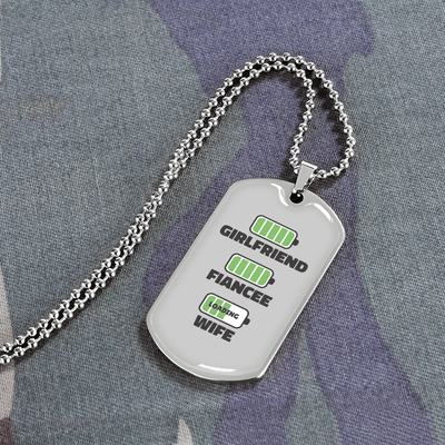 To My Girlfriend Wife Girlfriend Charger Necklace Stainless Steel or 18k Gold Dog Tag 24" Chain - Luxury Love Messages Dog Tag Gifts For Man, Woman