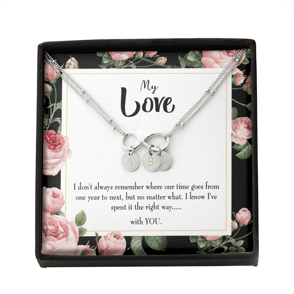 To My Girlfriend With You Infinity Bracelet With Initial Charms - Infinity Bracelet