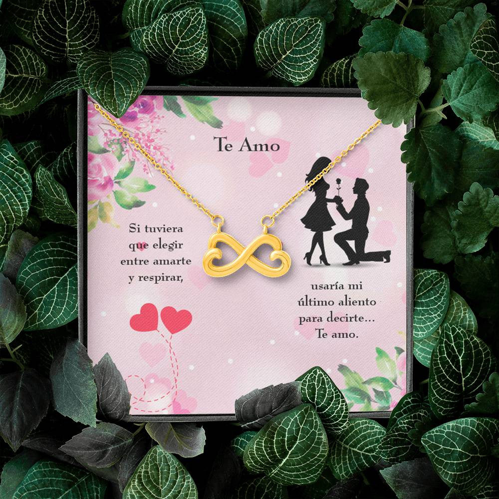 Te Amo Spanish Necklace Infinity Stainless Steel Pendant Love Message Card Wife Gift - Infinity Love Necklace