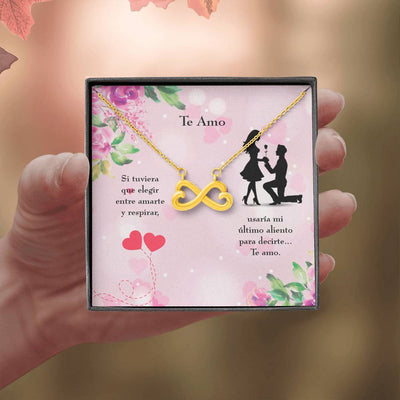 Te Amo Spanish Necklace Infinity Stainless Steel Pendant Love Message Card Wife Gift - Infinity Love Necklace
