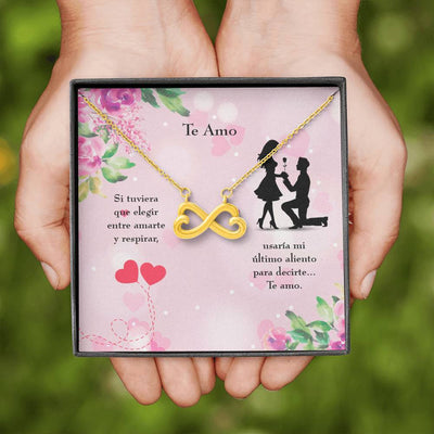 Te Amo Spanish Necklace Infinity Stainless Steel Pendant Love Message Card Wife Gift - Infinity Love Necklace