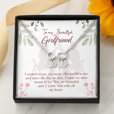 To My Girlfriend You Are My World Infinity Bracelet With Initial Charms - Infinity Bracelet