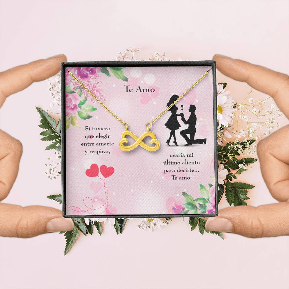 Te Amo Spanish Necklace Infinity Stainless Steel Pendant Love Message Card Wife Gift - Infinity Love Necklace