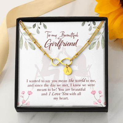 To My Girlfriend You Are My World Infinity Bracelet With Initial Charms - Infinity Bracelet