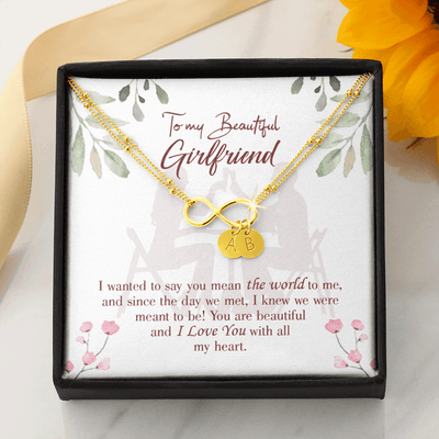 To My Girlfriend You Are My World Infinity Bracelet With Initial Charms - Infinity Bracelet