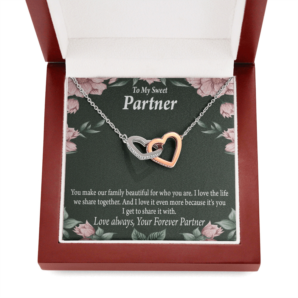 To My Partner Life Together Inseparable Pendant 18k Rose Gold Finish 16� Life Partner Keepsake Card - Interlocking Hearts Necklace