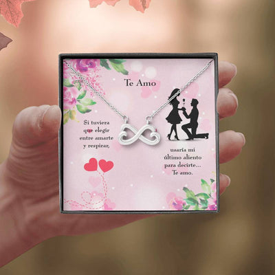 Te Amo Spanish Necklace Infinity Stainless Steel Pendant Love Message Card Wife Gift - Infinity Love Necklace
