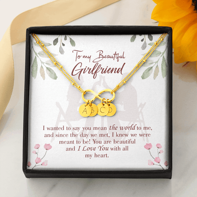 To My Girlfriend You Are My World Infinity Bracelet With Initial Charms - Infinity Bracelet