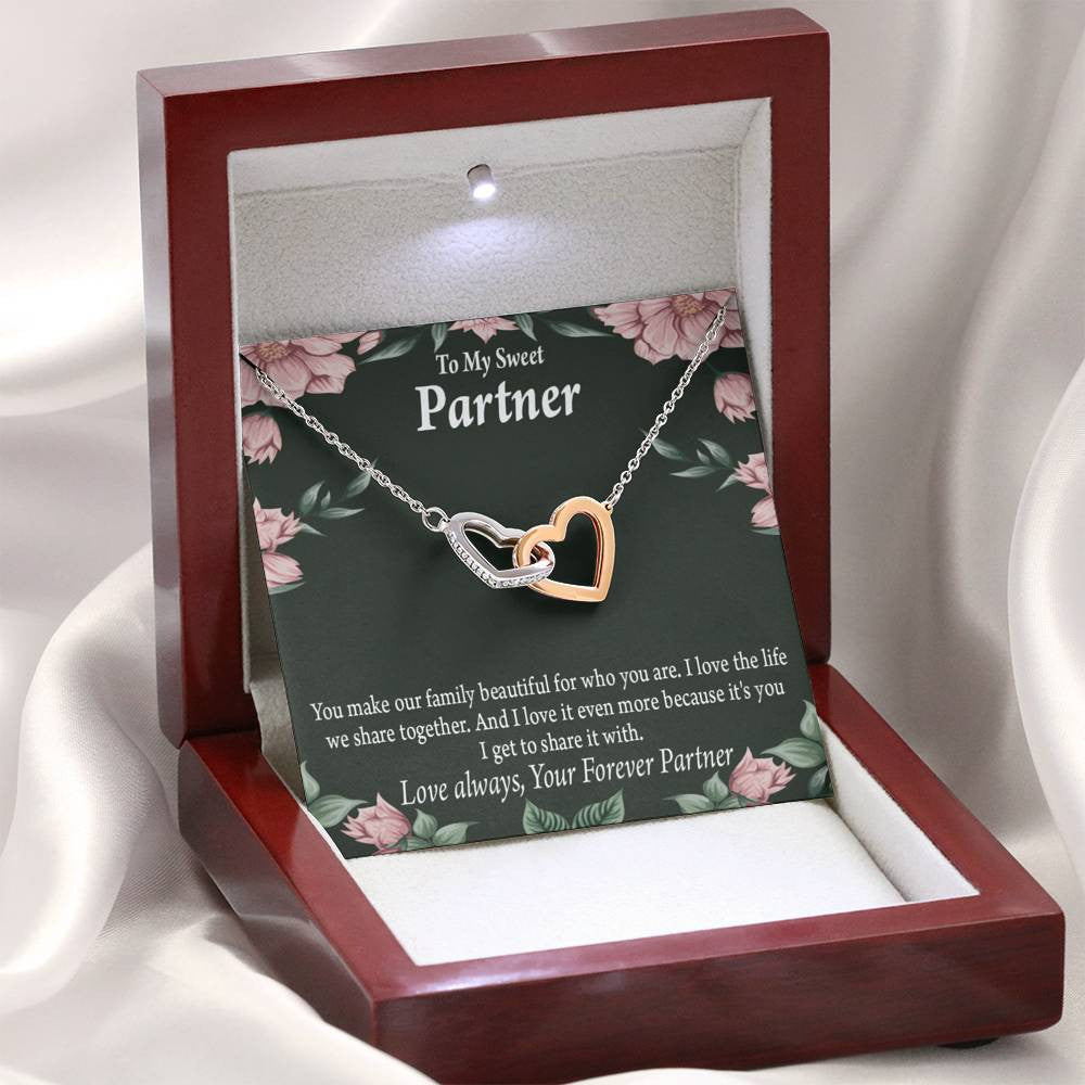To My Partner Life Together Inseparable Pendant 18k Rose Gold Finish 16� Life Partner Keepsake Card - Interlocking Hearts Necklace