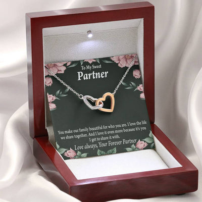 To My Partner Life Together Inseparable Pendant 18k Rose Gold Finish 16� Life Partner Keepsake Card - Interlocking Hearts Necklace