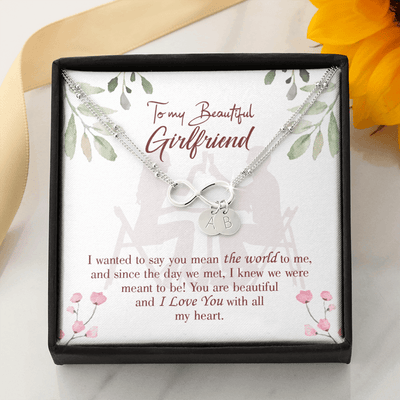 To My Girlfriend You Are My World Infinity Bracelet With Initial Charms - Infinity Bracelet