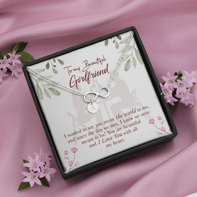 To My Girlfriend You Are My World Infinity Bracelet With Initial Charms - Infinity Bracelet