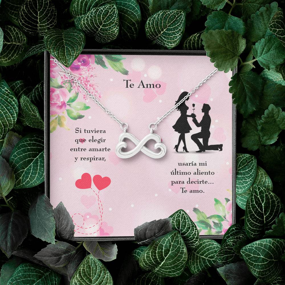 Te Amo Spanish Necklace Infinity Stainless Steel Pendant Love Message Card Wife Gift - Infinity Love Necklace
