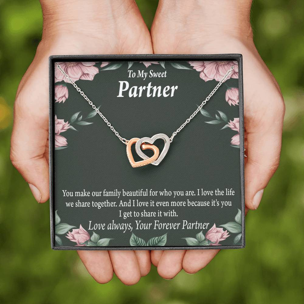 To My Partner Life Together Inseparable Pendant 18k Rose Gold Finish 16� Life Partner Keepsake Card - Interlocking Hearts Necklace
