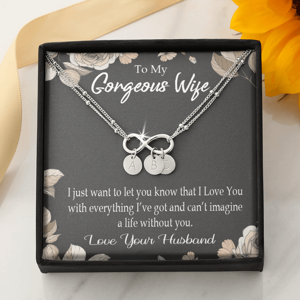 To My Wife Can�T Imagine A Life Without You Infinity Bracelet With Initial Charms - Infinity Bracelet