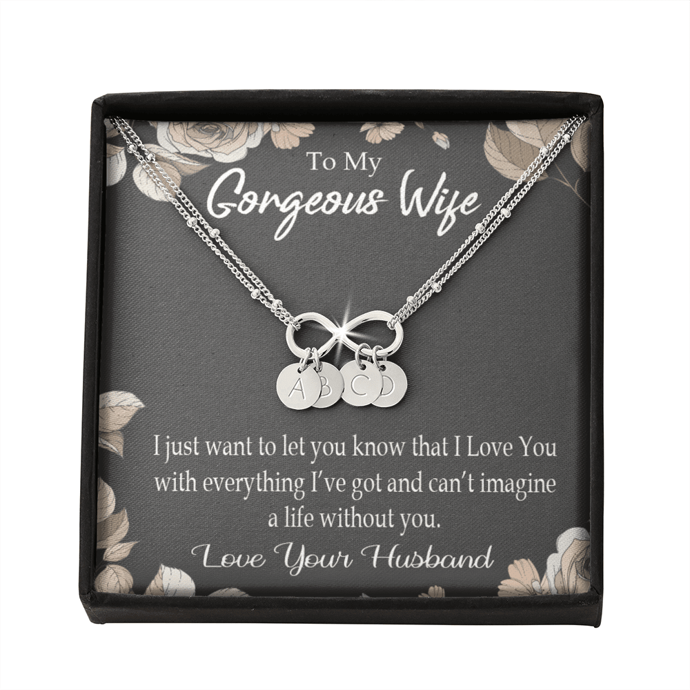 To My Wife Can�T Imagine A Life Without You Infinity Bracelet With Initial Charms - Infinity Bracelet