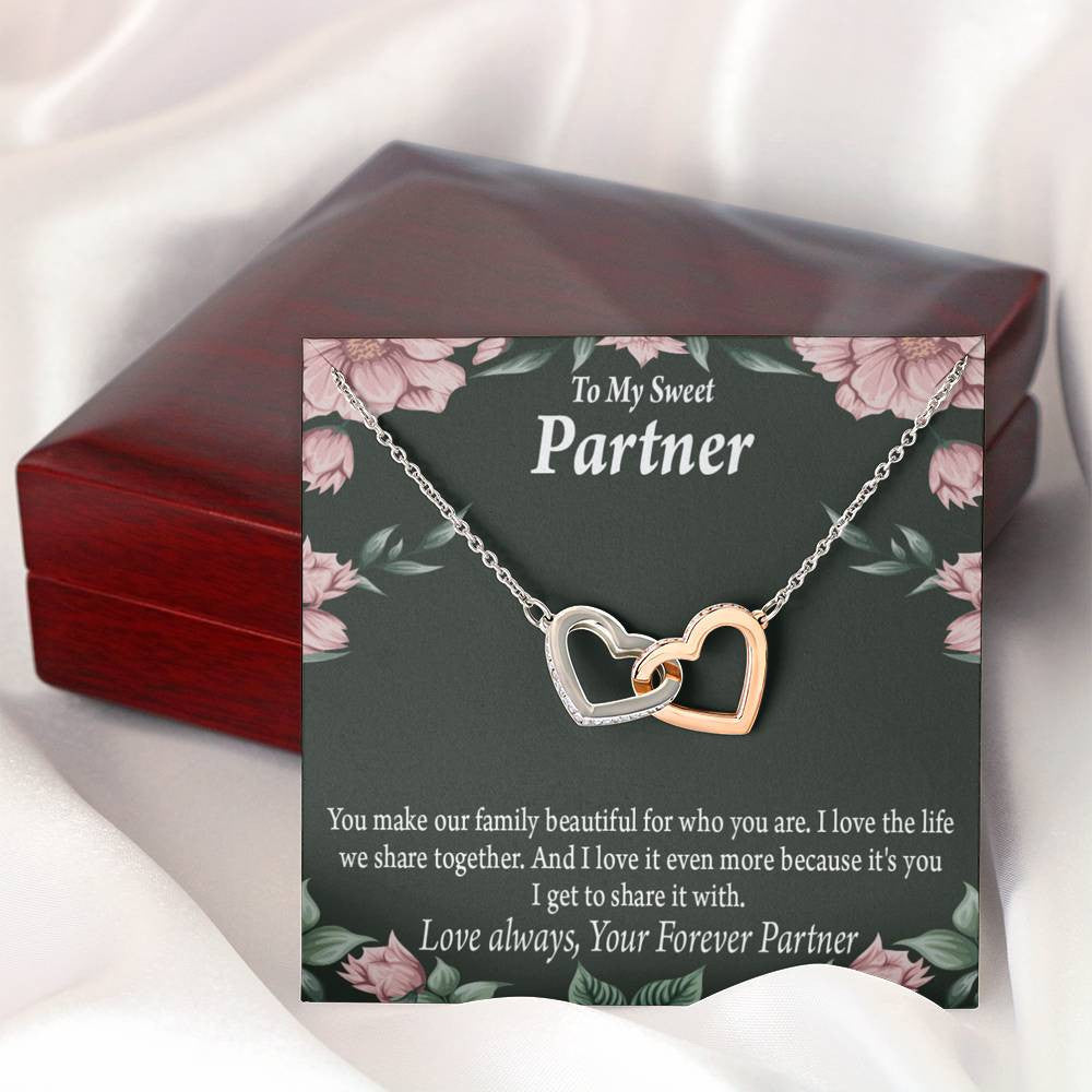 To My Partner Life Together Inseparable Pendant 18k Rose Gold Finish 16� Life Partner Keepsake Card - Interlocking Hearts Necklace