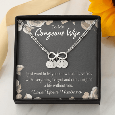 To My Wife Can�T Imagine A Life Without You Infinity Bracelet With Initial Charms - Infinity Bracelet