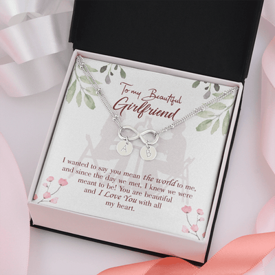 To My Girlfriend You Are My World Infinity Bracelet With Initial Charms - Infinity Bracelet
