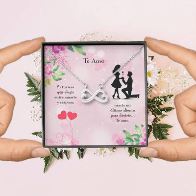 Te Amo Spanish Necklace Infinity Stainless Steel Pendant Love Message Card Wife Gift - Infinity Love Necklace