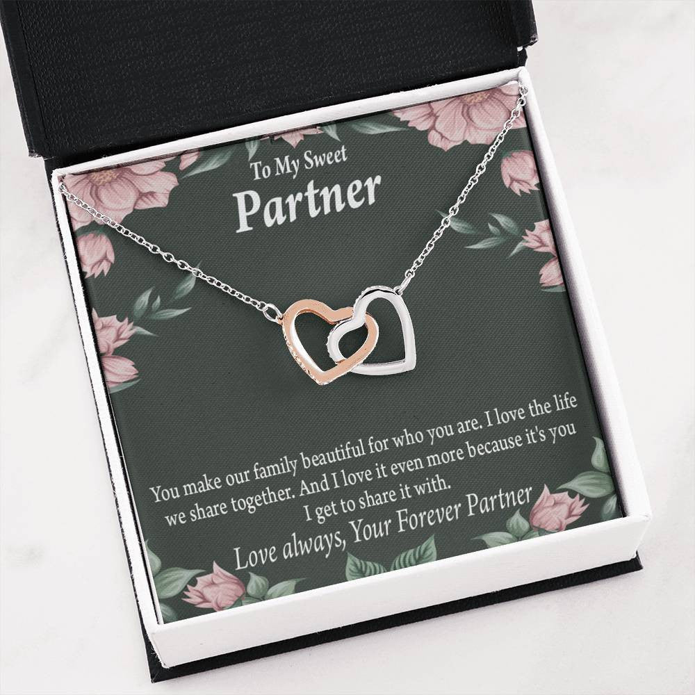 To My Partner Life Together Inseparable Pendant 18k Rose Gold Finish 16� Life Partner Keepsake Card - Interlocking Hearts Necklace
