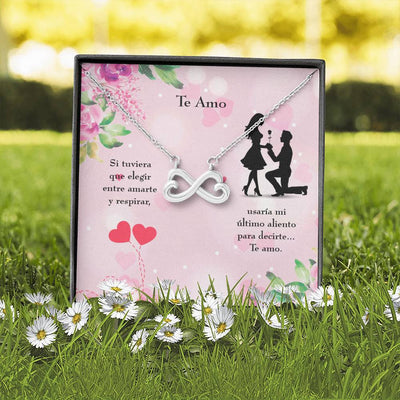 Te Amo Spanish Necklace Infinity Stainless Steel Pendant Love Message Card Wife Gift - Infinity Love Necklace