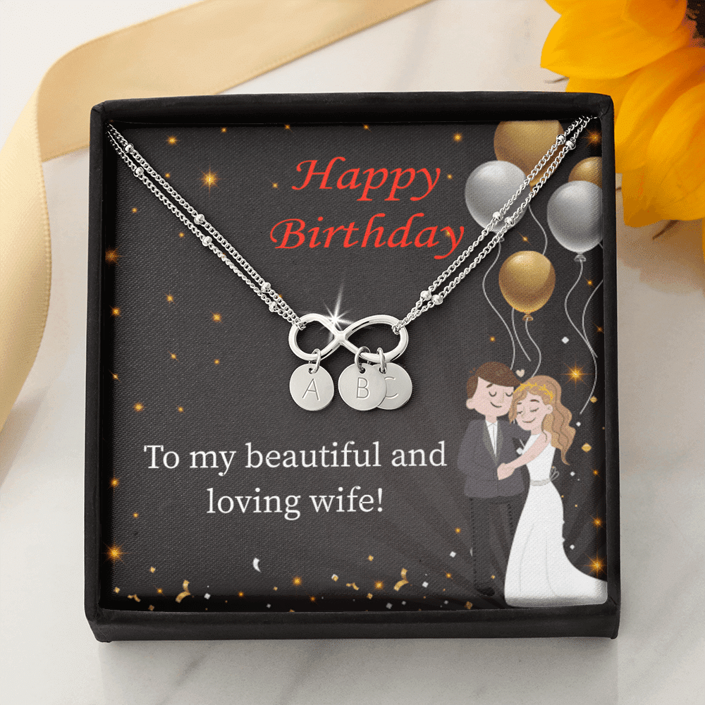 Beautiful And Loving Wife Infinity Bracelet With Initial Charms - Infinity Bracelet