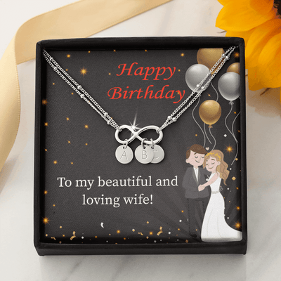 Beautiful And Loving Wife Infinity Bracelet With Initial Charms - Infinity Bracelet
