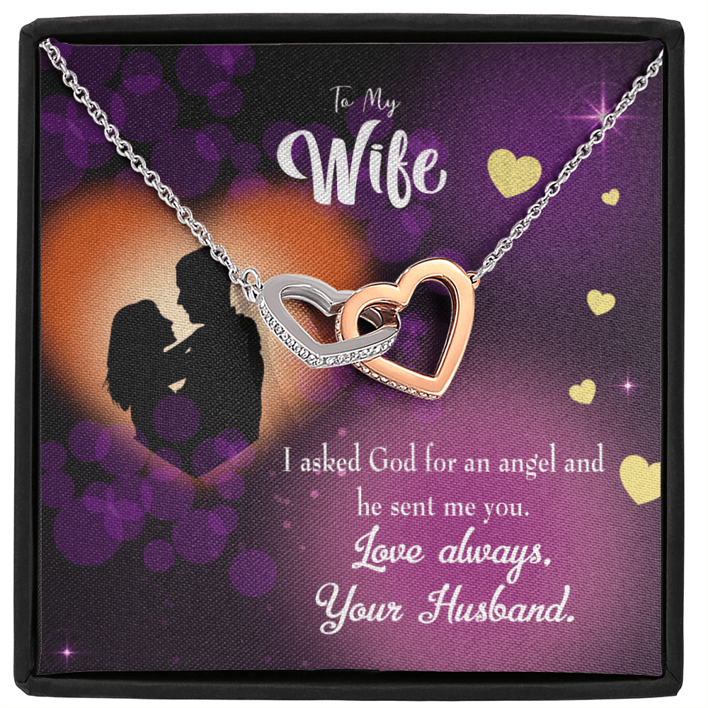 Wife Gift For Wife Birthday You're An Angel Inseparable Love Pendant 18k Rose Gold Finish 16� - Interlocking Hearts Necklace