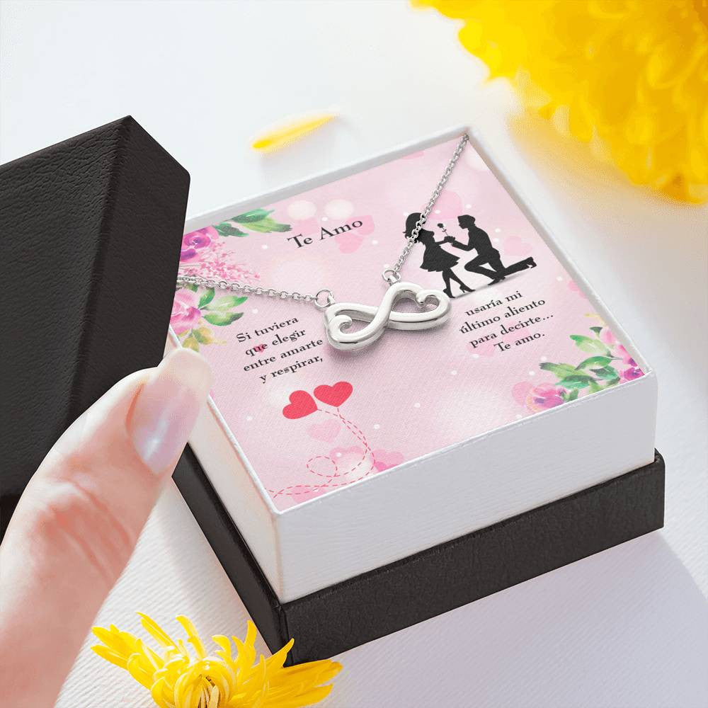 Te Amo Spanish Necklace Infinity Stainless Steel Pendant Love Message Card Wife Gift - Infinity Love Necklace