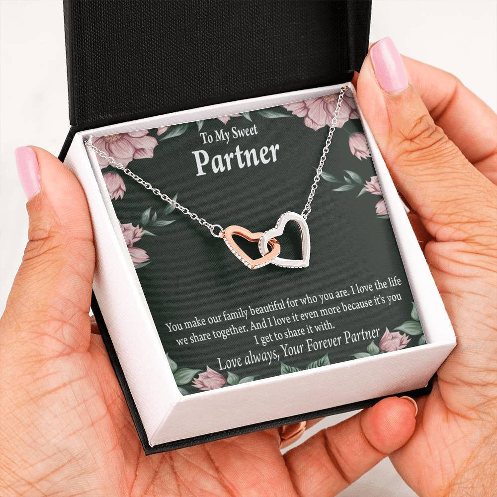 To My Partner Life Together Inseparable Pendant 18k Rose Gold Finish 16� Life Partner Keepsake Card - Interlocking Hearts Necklace