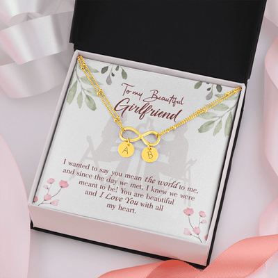 To My Girlfriend You Are My World Infinity Bracelet With Initial Charms - Infinity Bracelet
