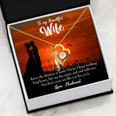 Gift For Wife Knowing The Distance Forever Love NecklaceHeart Pendant Stainless Steel or 18k Gold - Forever Love Necklace Gift Idea For Woman