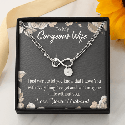 To My Wife Can�T Imagine A Life Without You Infinity Bracelet With Initial Charms - Infinity Bracelet