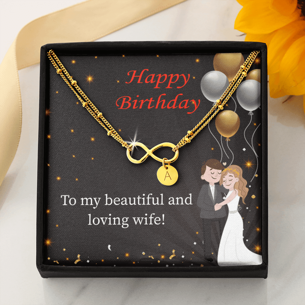Beautiful And Loving Wife Infinity Bracelet With Initial Charms - Infinity Bracelet