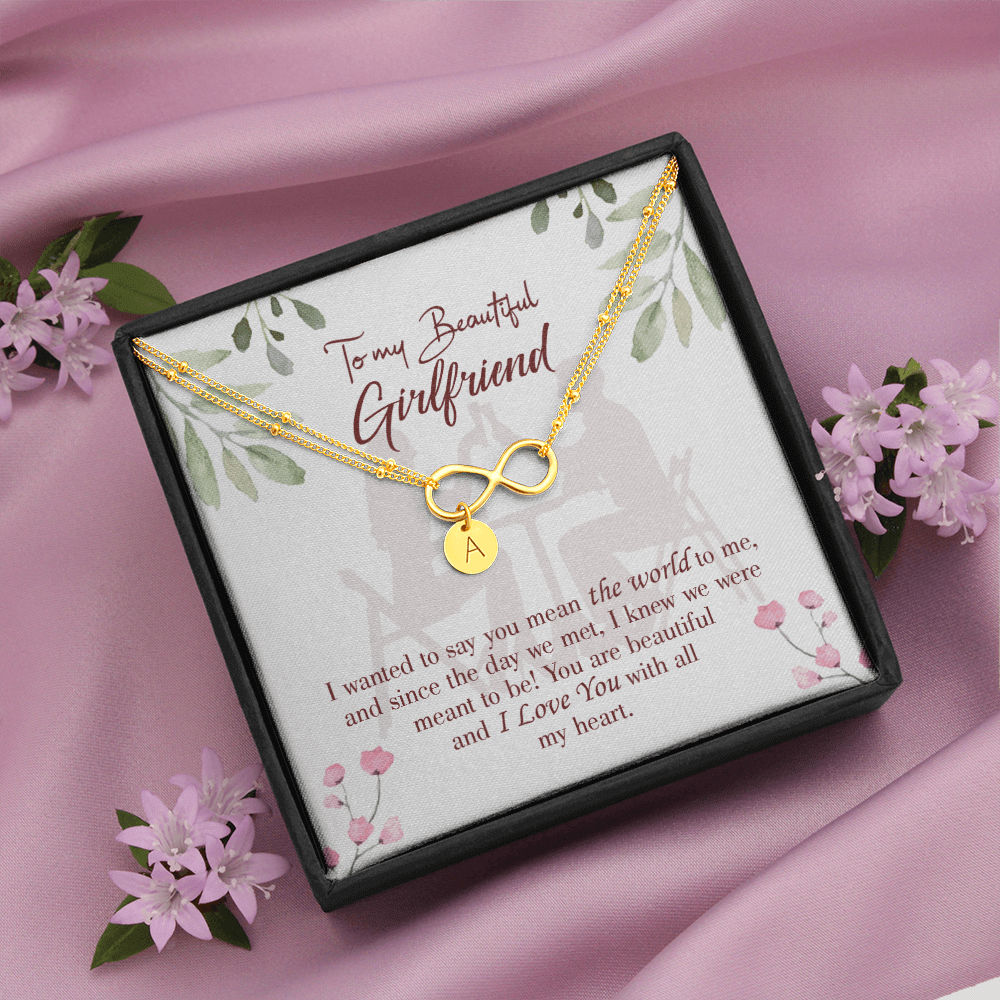To My Girlfriend You Are My World Infinity Bracelet With Initial Charms - Infinity Bracelet