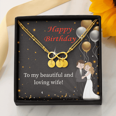 Beautiful And Loving Wife Infinity Bracelet With Initial Charms - Infinity Bracelet