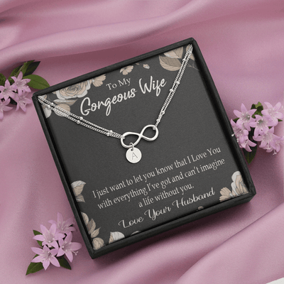 To My Wife Can�T Imagine A Life Without You Infinity Bracelet With Initial Charms - Infinity Bracelet