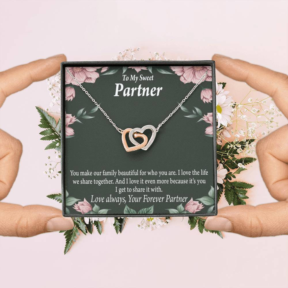 To My Partner Life Together Inseparable Pendant 18k Rose Gold Finish 16� Life Partner Keepsake Card - Interlocking Hearts Necklace