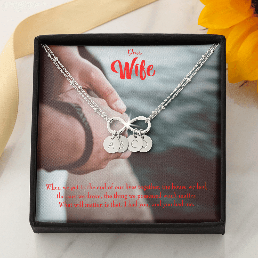 To My Wife Dear Wife From Husband Infinity Bracelet With Initial Charms - Infinity Bracelet