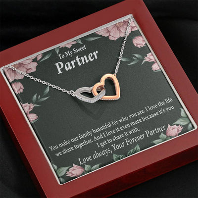 To My Partner Life Together Inseparable Pendant 18k Rose Gold Finish 16� Life Partner Keepsake Card - Interlocking Hearts Necklace