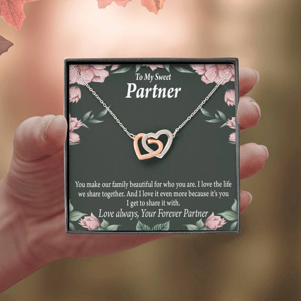 To My Partner Life Together Inseparable Pendant 18k Rose Gold Finish 16� Life Partner Keepsake Card - Interlocking Hearts Necklace