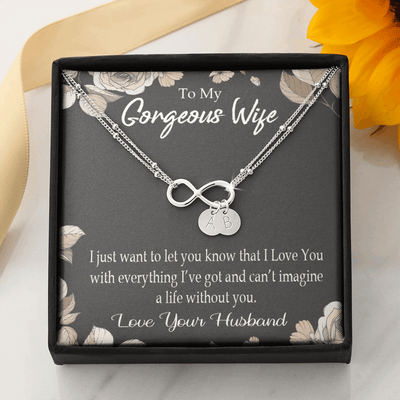 To My Wife Can�T Imagine A Life Without You Infinity Bracelet With Initial Charms - Infinity Bracelet