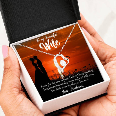 Gift For Wife Knowing The Distance Forever Love NecklaceHeart Pendant Stainless Steel or 18k Gold - Forever Love Necklace Gift Idea For Woman