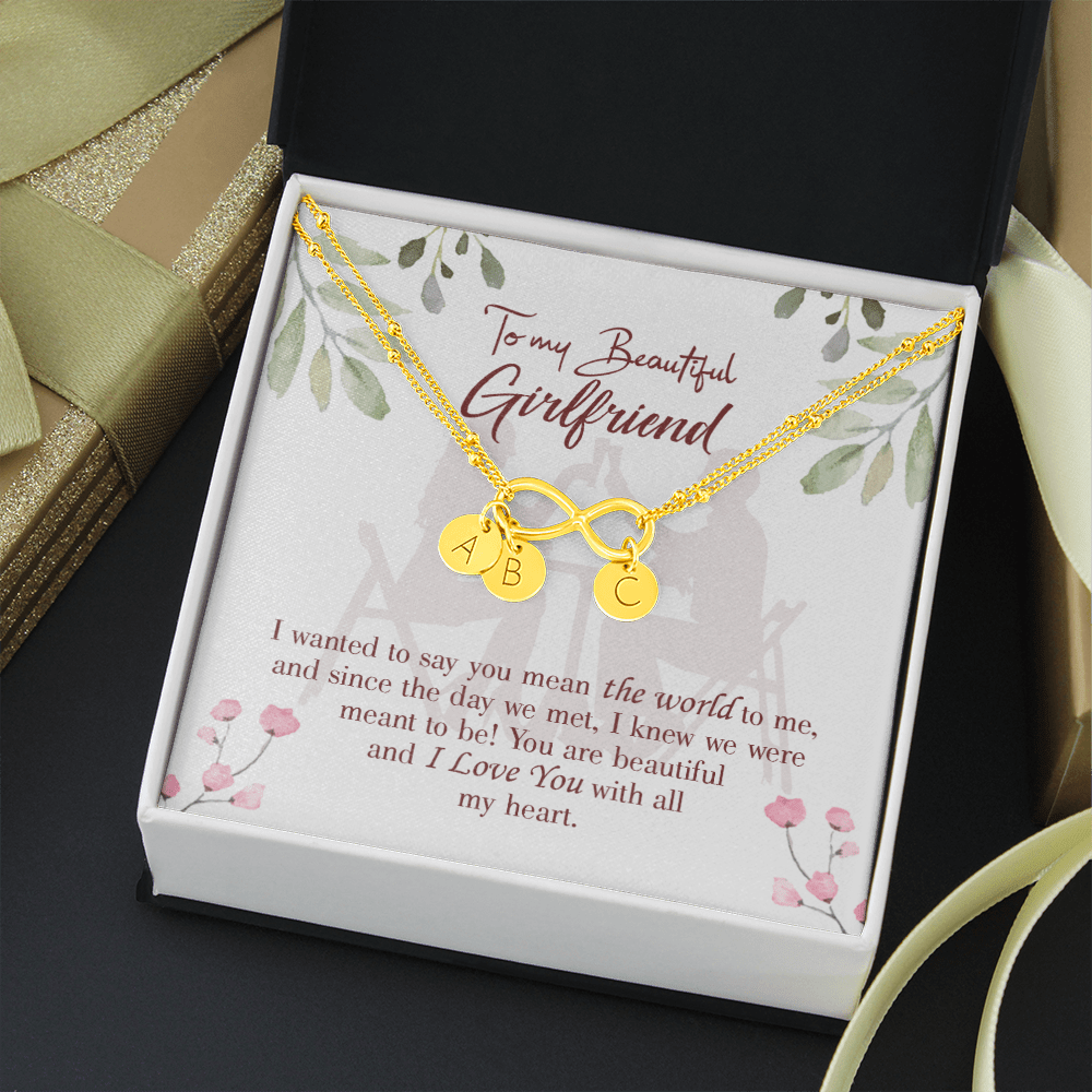 To My Girlfriend You Are My World Infinity Bracelet With Initial Charms - Infinity Bracelet