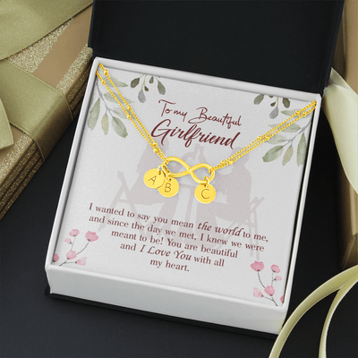 To My Girlfriend You Are My World Infinity Bracelet With Initial Charms - Infinity Bracelet